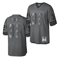  Mens Cleveland Browns #32 Jim Brown Mitchell&Ness Throwback Charcoal Metal Legacy Jersey 