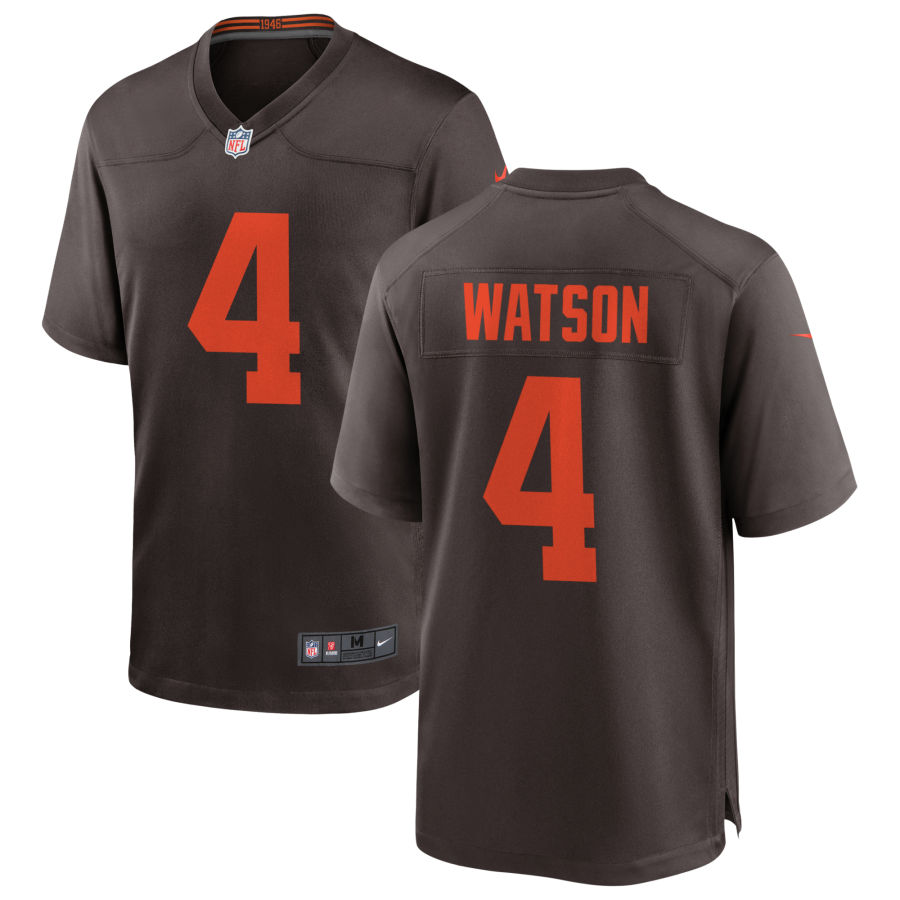  Mens Cleveland Browns #4 Deshaun Watson Nike Brown Alternate Vapor Limited Player Jersey 