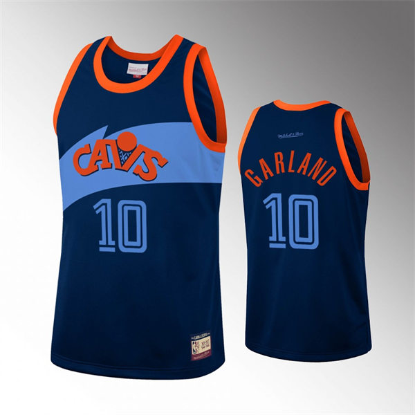  Mens Cleveland Cavaliers #10 Darius Garland Navy Blue Team Heritage Jersey 