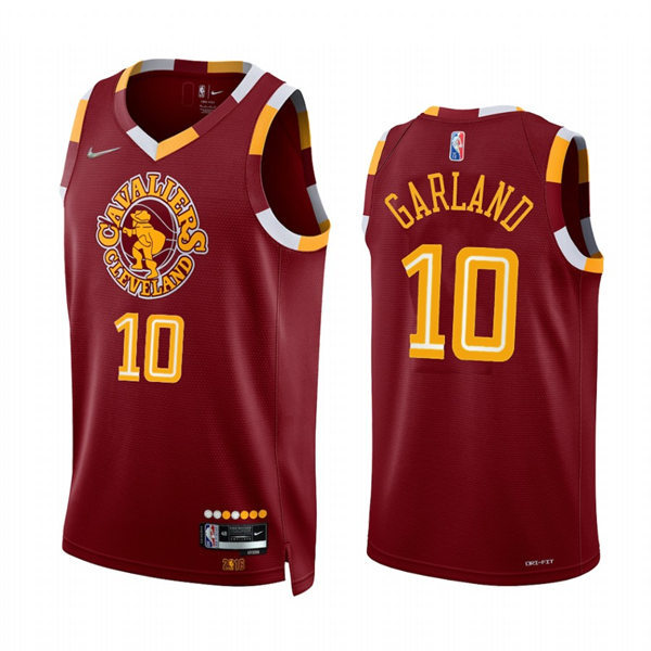 Mens Cleveland Cavaliers #10 Darius Garland Red 2021-22 75th Anniversary City Edition Jersey 