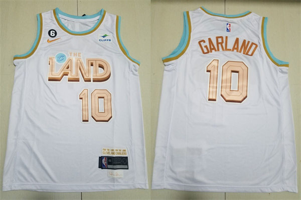  Mens Cleveland Cavaliers #10 Darius Garland White 2022-23 City Edition Jersey 