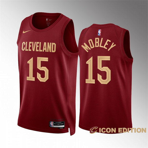  Mens Cleveland Cavaliers #15 Isaiah Mobley Burgundy 2022-23 Icon Edition Swingman Jersey 