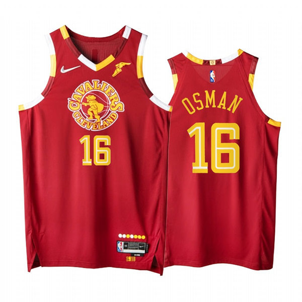  Mens Cleveland Cavaliers #16 Cedi Osman Red 2021-22 75th Anniversary City Edition Jersey 
