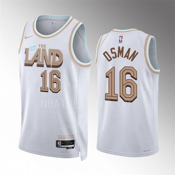  Mens Cleveland Cavaliers #16 Cedi Osman White 2022-23 City Edition Jersey 