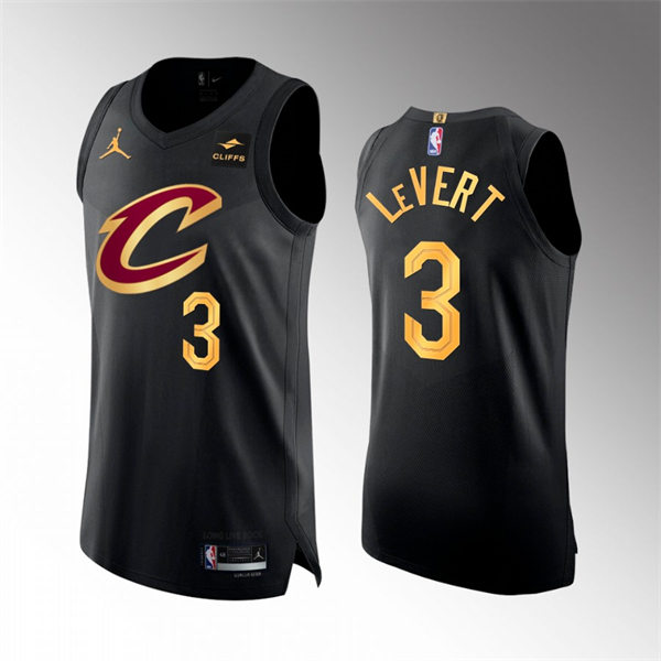  Mens Cleveland Cavaliers #3 Caris LeVert 2022-23 Black Statement Edition Swingman Jersey 
