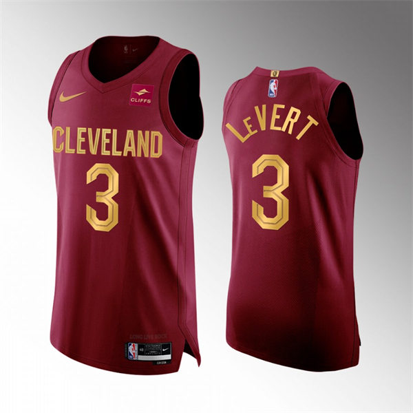 Mens Cleveland Cavaliers #3 Caris LeVert Burgundy 2022-23 Icon Edition Swingman Jersey 
