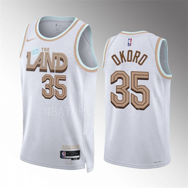  Mens Cleveland Cavaliers #35 Isaac Okoro White 2022-23 City Edition Jersey 