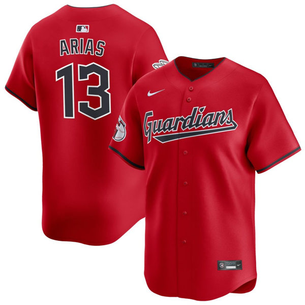  Mens Cleveland Guardians #13 Gabriel Arias  Nike Red Alternate Limited Player Jersey 
