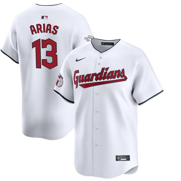  Mens Cleveland Guardians #13 Gabriel Arias  Nike White Home Limited Player Jersey 