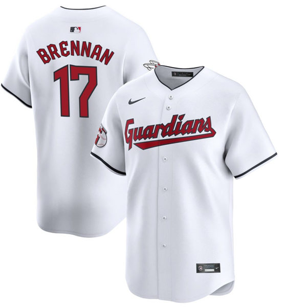  Mens Cleveland Guardians #17 Will Brennan Nike White Home Limited Player Jersey 