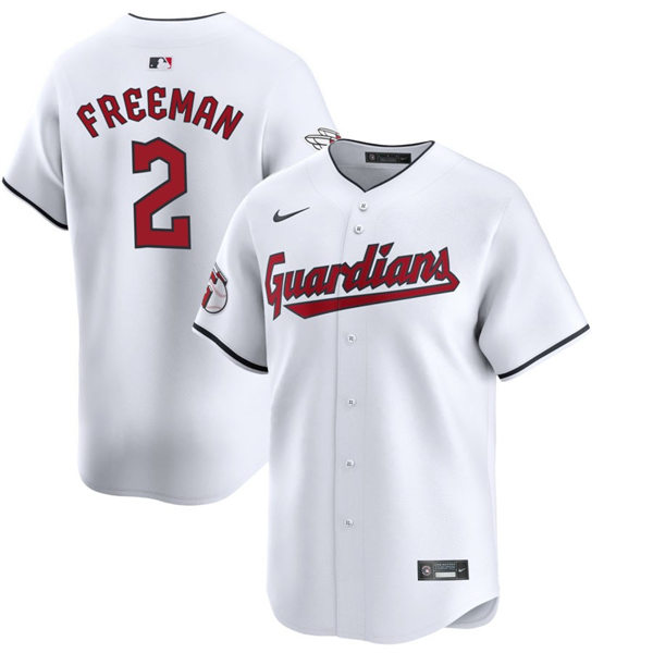  Mens Cleveland Guardians #2 Tyler Freeman  Nike White Home Limited Player Jersey 