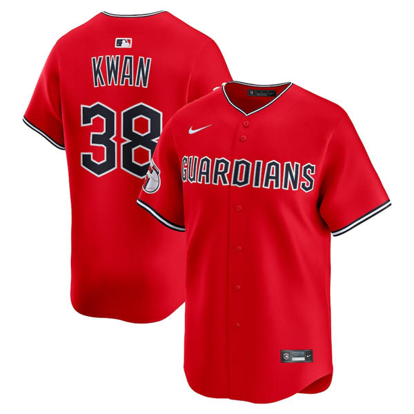  Mens Cleveland Guardians #38 Steven Kwan Nike 2025 Red Alternate Limited Player Jersey 