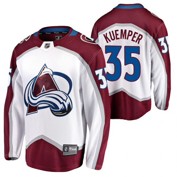 Mens Colorado Avalanche #35 Darcy Kuemper Adidas White Away Premier Player Jersey 