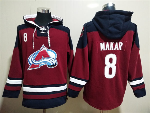  Mens Colorado Avalanche #8 Cale Makar Burgundy Home Primegreen Player Hoodie 
