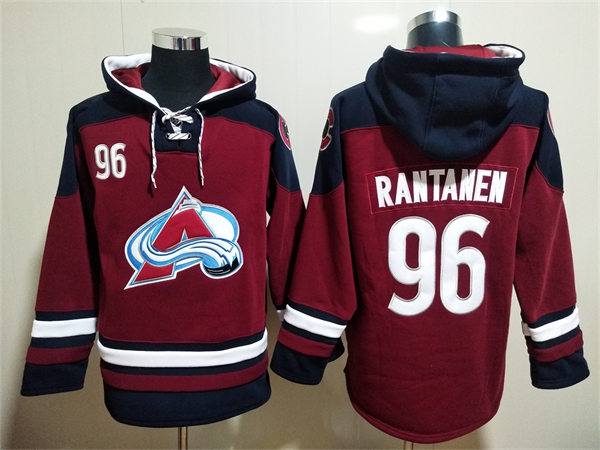  Mens Colorado Avalanche #96 Mikko Rantanen Burgundy Home Primegreen Player Hoodie 