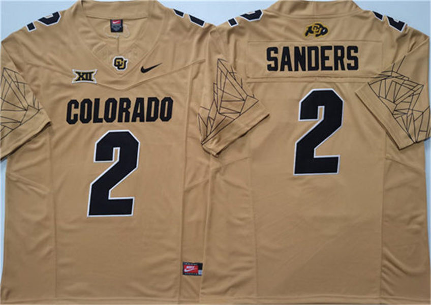  Mens Colorado Buffaloes #2 Shedeur Sanders Yellow Black Football Replica Jersey 