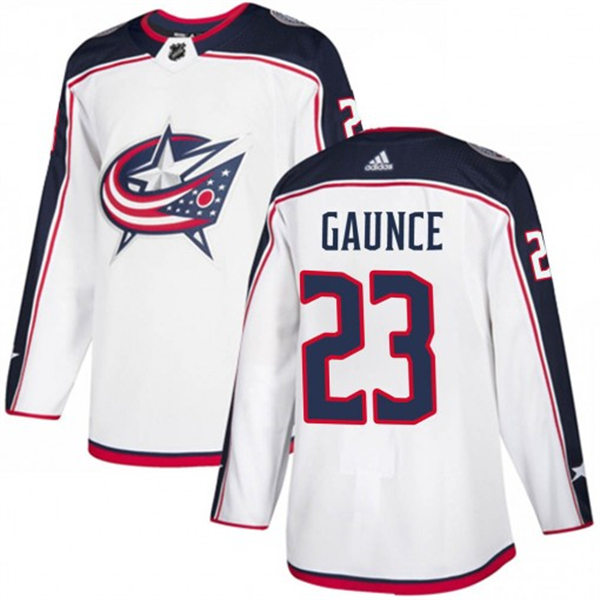  Mens Columbus Blue Jackets #23 Brendan Gaunce adidas White Away Jersey 
