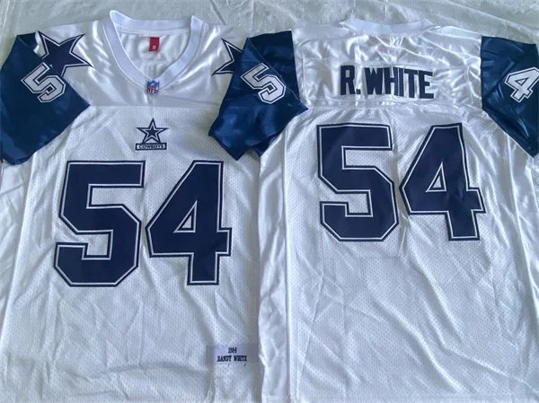  Mens Dallas Cowboys #54 Randy White White Thanksgivings 75TH Throwback Jersey 