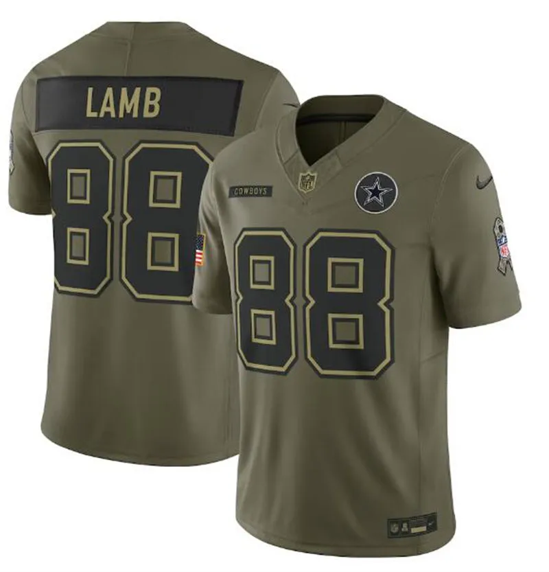  Mens Dallas Cowboys #88 CeeDee Lamb Nike 2025 Salute to Service Limited Jersey - Olive 