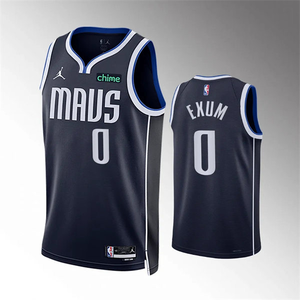  Mens Dallas Mavericks #0 Dante Exum Navy Statement Edition Swingman Jersey 