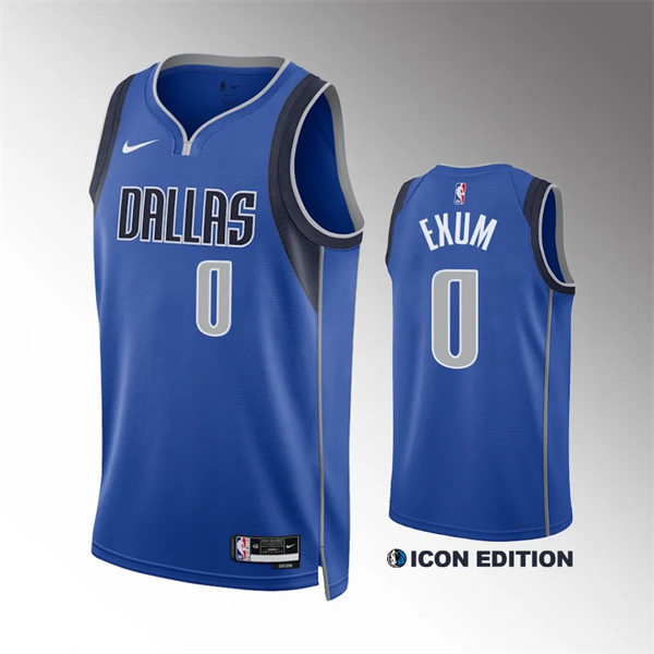  Mens Dallas Mavericks #0 Dante Exum Nike Blue Icon Edition Swingman Jersey 
