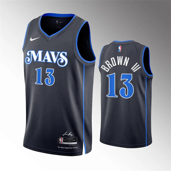  Mens Dallas Mavericks #13 Greg Brown III Nike Black 2023-24 City Edition Swingman Jersey 