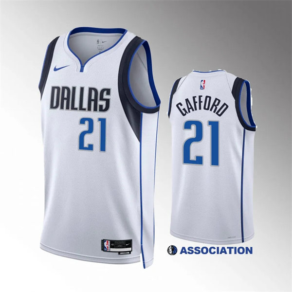  Mens Dallas Mavericks #21 Daniel Gafford Nike White Association Edition Jersey 