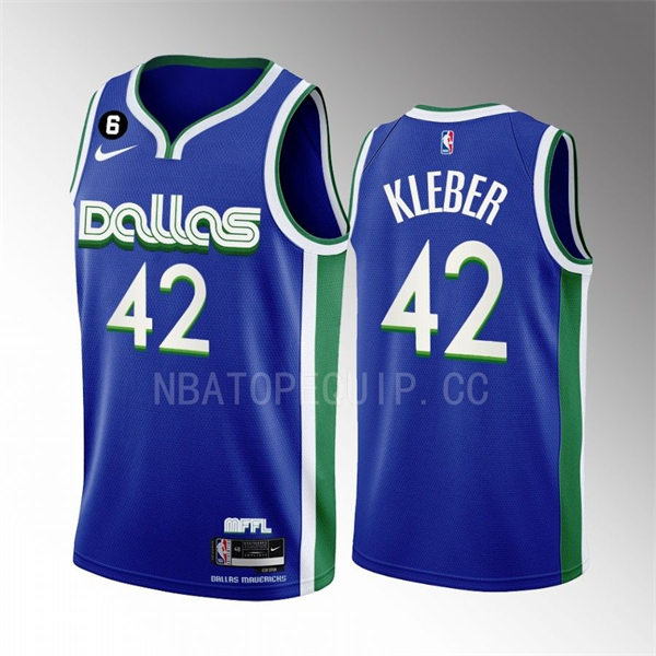  Mens Dallas Mavericks #42 Maxi Kleber Nike 2022-23 Blue City Edition Player Jersey 