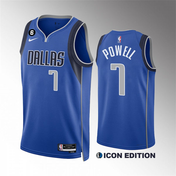  Mens Dallas Mavericks #7 Dwight Powell Nike 2022-23 Blue Icon Edition Player Jersey 