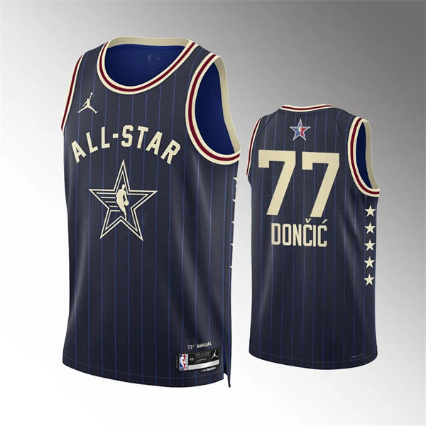  Mens Dallas Mavericks #77 Luka Doncic Navy 2024 NBA All-Star Game Swingman Jersey 