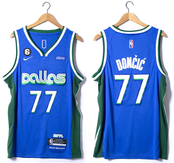  Mens Dallas Mavericks #77 Luka Doncic Nike 2022-23 Blue City Edition Player Jersey 