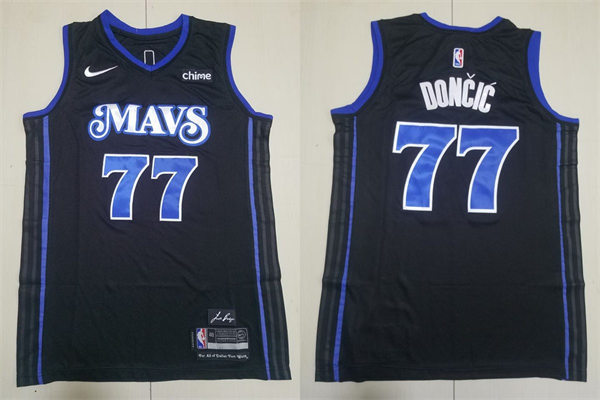  Mens Dallas Mavericks #77 Luka Doncic Nike Black 2023-24 City Edition Swingman Jersey 