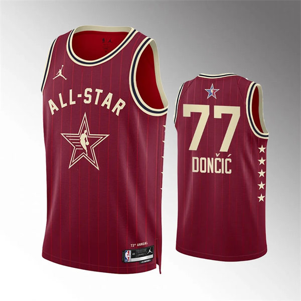  Mens Dallas Mavericks #77 Luka Doncic Red 2024 NBA All-Star Game Swingman Jersey 