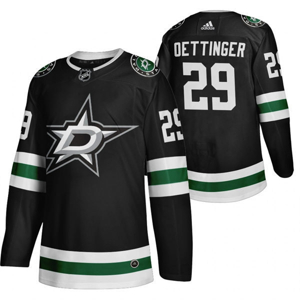  Mens Dallas Stars #29 Jake Oettinger 2021 Black Classic Edition Jersey 