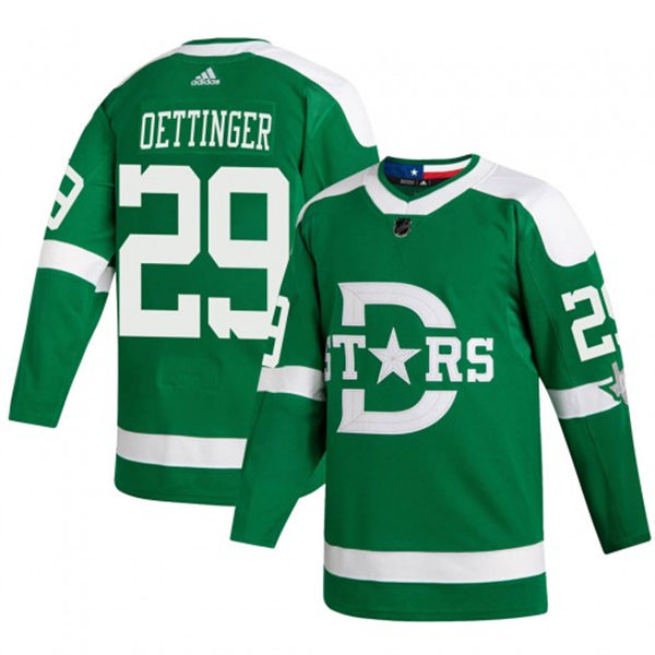  Mens Dallas Stars #29 Jake Oettinger adidas Green 2020 Winter Classic Jersey 