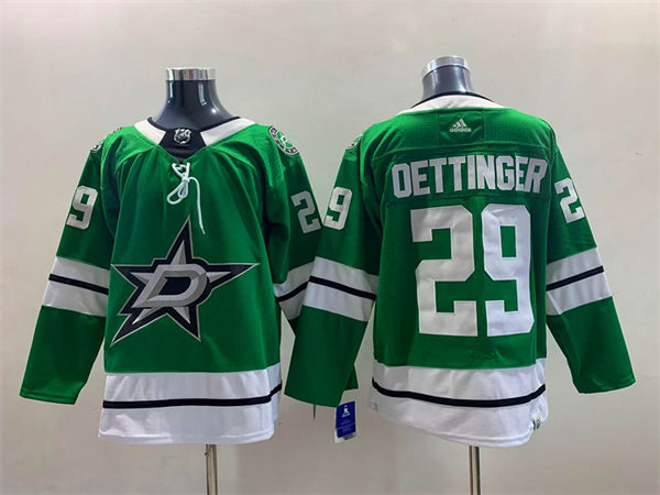  Mens Dallas Stars #29 Jake Oettinger adidas Home Green Jersey 