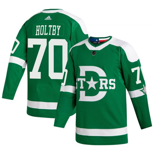  Mens Dallas Stars #70 Braden Holtby Adidas Green 2020 Winter Classic Player Jersey 