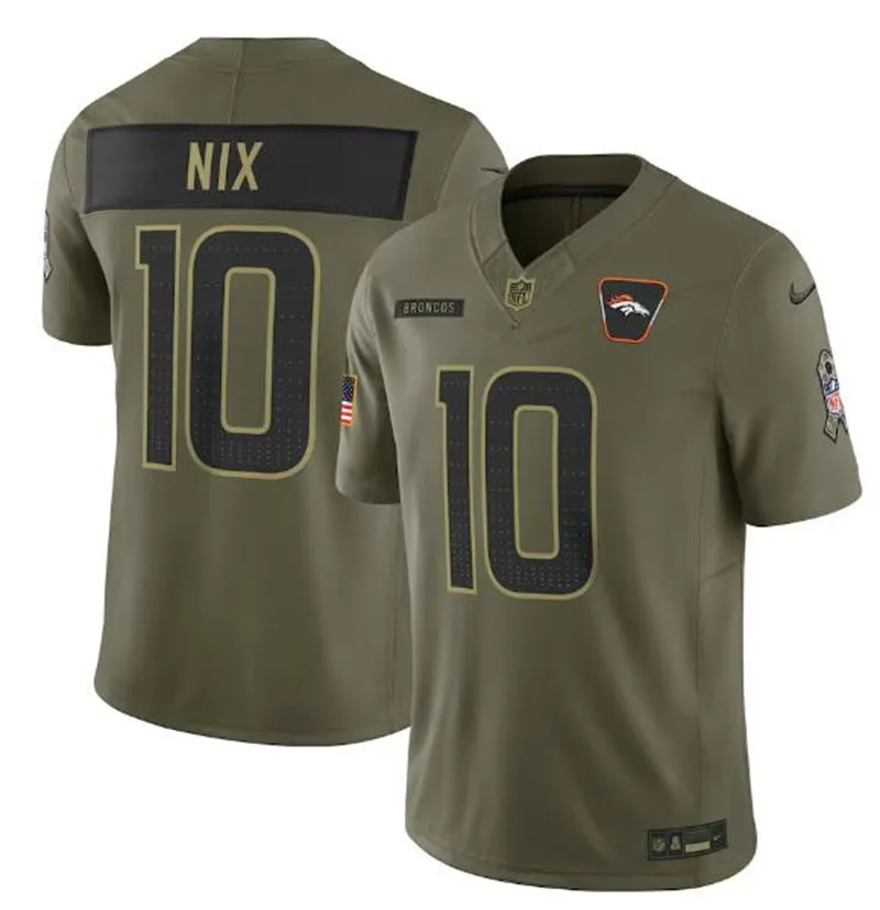  Mens Denver Broncos #10 Bo Nix Nike 2025 Salute to Service Limited Jersey - Olive 