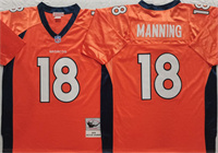  Mens Denver Broncos #18 Peyton Manning Orange 2015 Throwback Jersey 