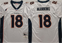  Mens Denver Broncos #18 Peyton Manning White 2015 Throwback Jersey 