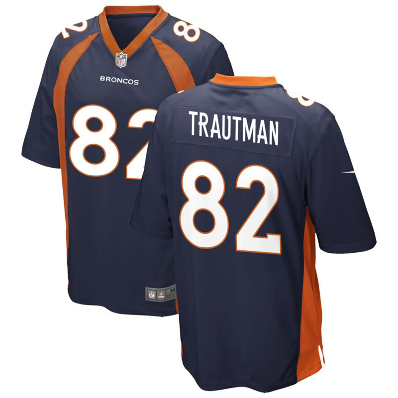  Mens Denver Broncos #82 Adam Trautman Nike Navy Vapor Untouchable Limited Jersey 