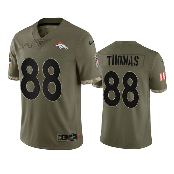  Mens Denver Broncos #88 Demaryius Thomas Olive 2022 Salute To Service Limited Jersey 