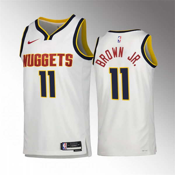  Mens Denver Nuggets #11 Bruce Brown Jr. Nike Association Edition Swingman Jersey White 
