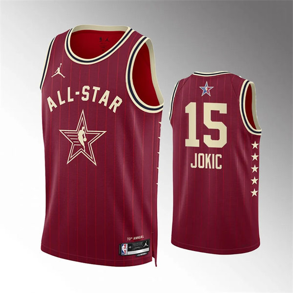  Mens Denver Nuggets #15 Nikola Jokic Red 2024 NBA All-Star Game Swingman Jersey 