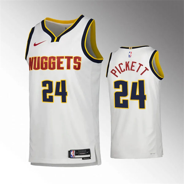  Mens Denver Nuggets #24 Jalen Pickett White Association Edition Jersey 