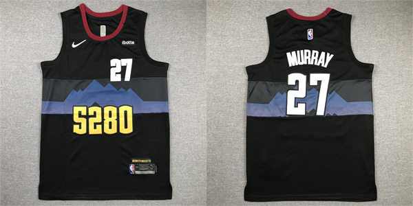  Mens Denver Nuggets #27 Jamal Murray 2023-24 Black City Edition Jersey 