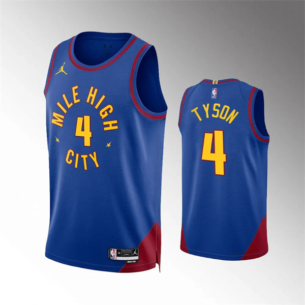  Mens Denver Nuggets #4 Hunter Tyson Blue Statement Edition Jersey 