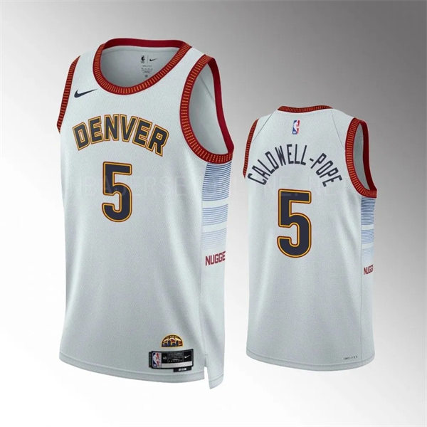  Mens Denver Nuggets #5 Kentavious Caldwell-Pope 2022-23 City Edition Swingman Jersey White 