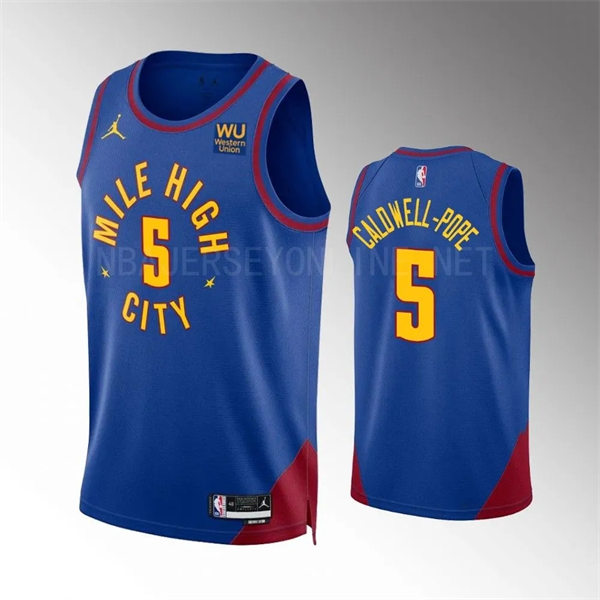 Mens Denver Nuggets #5 Kentavious Caldwell-Pope Mile High City Blue 2022-23 Statement Edition Swingman Jersey 