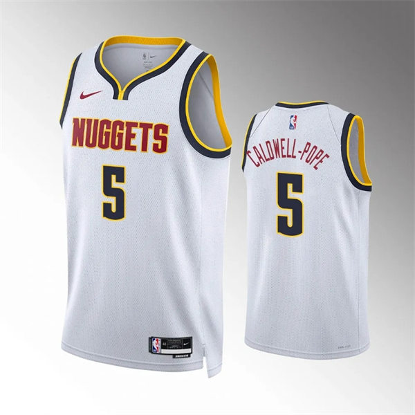  Mens Denver Nuggets #5 Kentavious Caldwell-Pope White Association Edition Jersey 